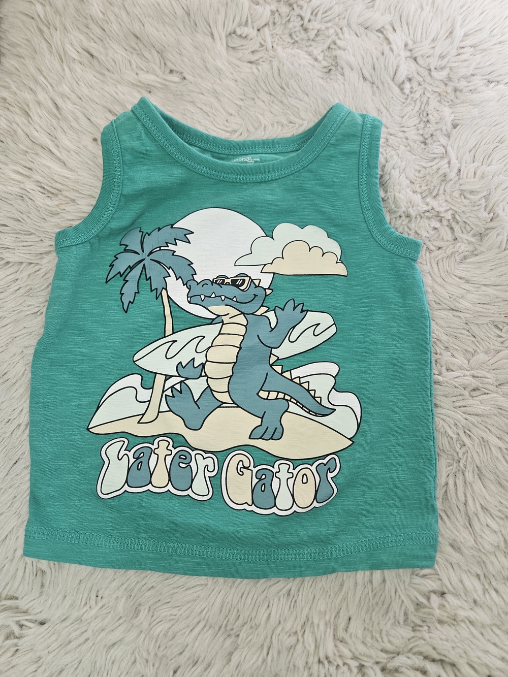 George Baby Boy Green Alligator Graphic Tank Top “Later Gator” Summer Toddler🩷